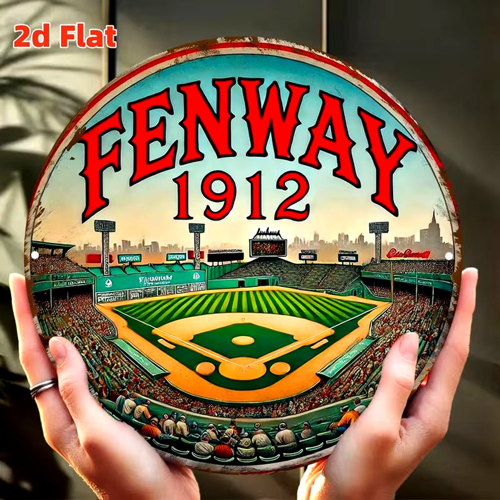 MLB Boston Red Sox Circle Sign 7.8" Retro Distressed Baseball Fenway Metal New
